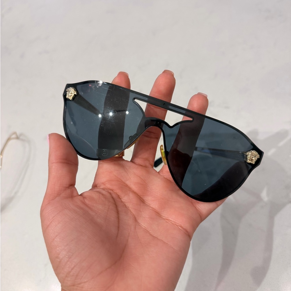 Versace Black Sunglasses with Gold Medusa Details